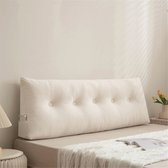 Groot oreiller de soutien lombaire pour tête de lit – Oreiller triangulaire pour soutien du dos – Oreiller de lecture doux pour canapé-lit (100 x 40 x 12 cm, Wit)