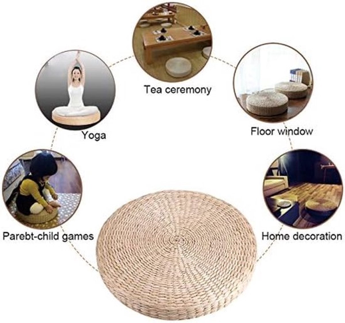 Stro Zitting Kussen Ronde Vloer Tatami Meditatie Poef Weven Yoga Stoel Zitmat 40CM Kussens/Kussens Ronde Vloer Zitting