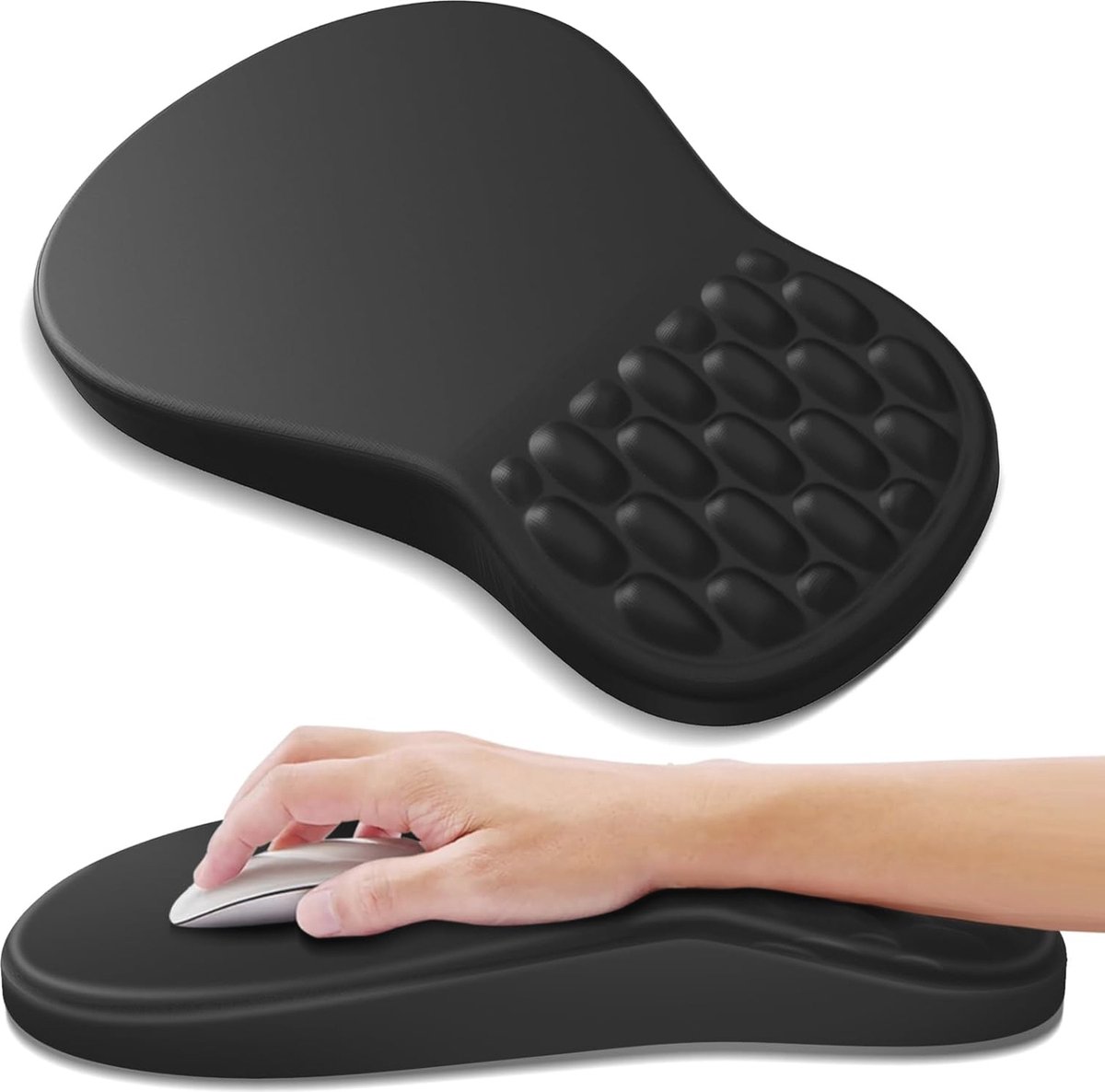 Ergonomische muismat met polssteun van traagschuim - Antislip muismat voor computer en laptop