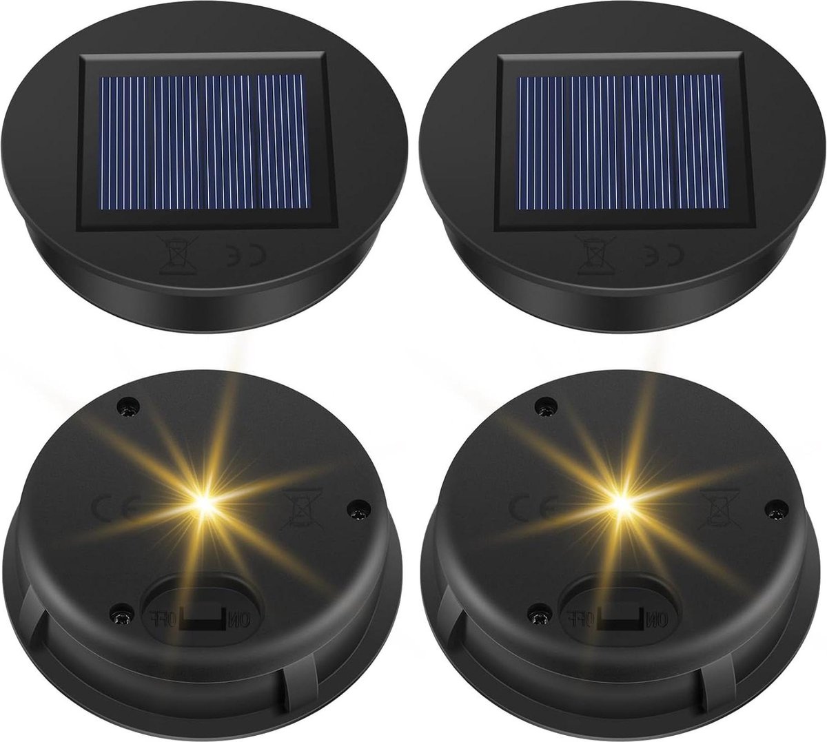 Vervangende deksels op zonne-energie 8 cm - set van 4 stuks voor waterdichte solarlampen met LED-licht