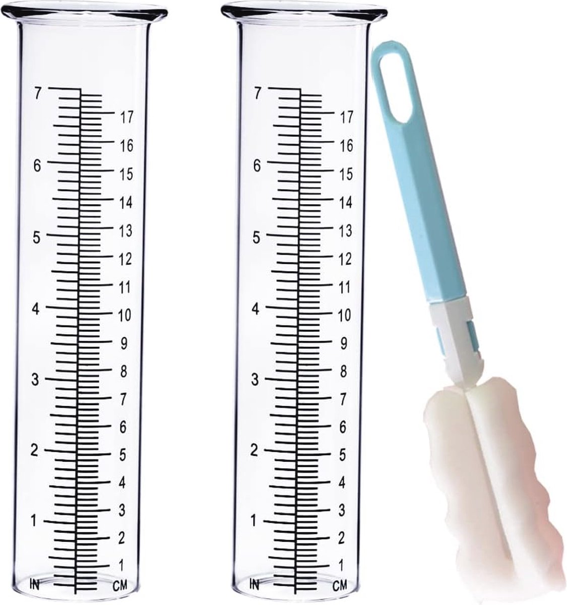 Regenmeter Vervangende Buisglas 7 Inch - 2 Packs - Inclusief Buisborstel
