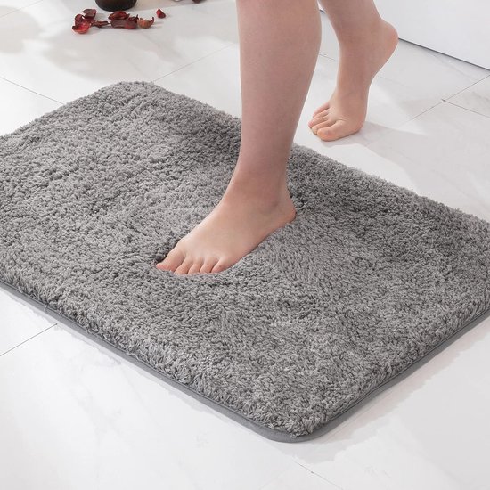 Olanly Luxueuze toiletmat, U-vormig, badmat, wc-mat met uitsparing, extra zachte en absorberende microvezel, antislip, pluche, hoogpolig, machinewasbaar, droogkastbestendig, 60 x 50 cm, beige