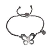 Bracelet Femme 15cm à 20cm - Acier Inoxydable Poli - Bracelet avec Fermoir Coulissant - Bracelets à maillons Jasseron avec Papillon