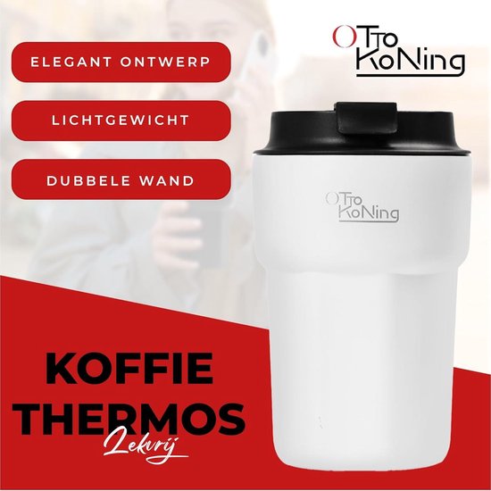 MOMSIV Thermosbeker, 380 ml, roestvrij staal, koffiebeker met