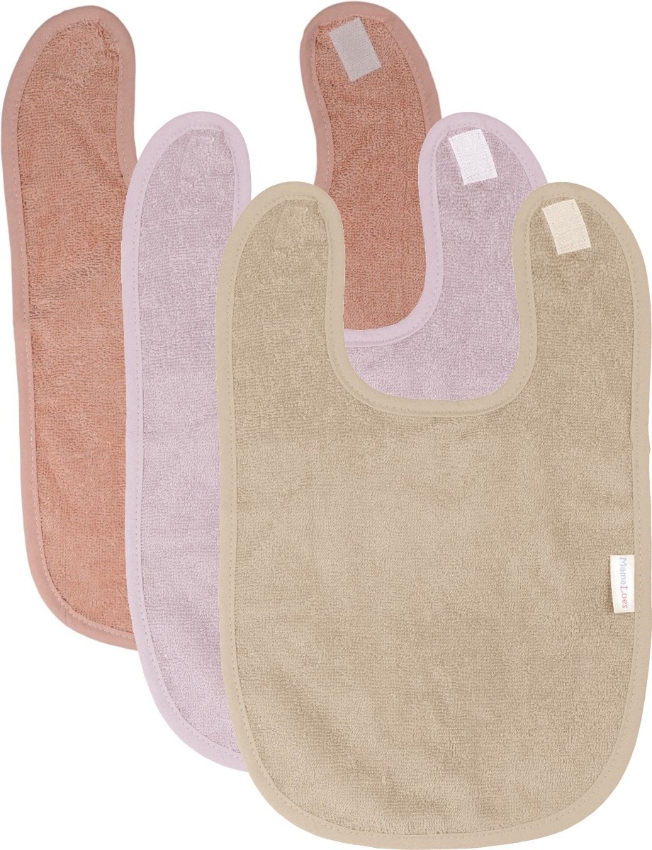 Mamaloes Badstof Roze/Lila/Oat 3 Stuks Slabber