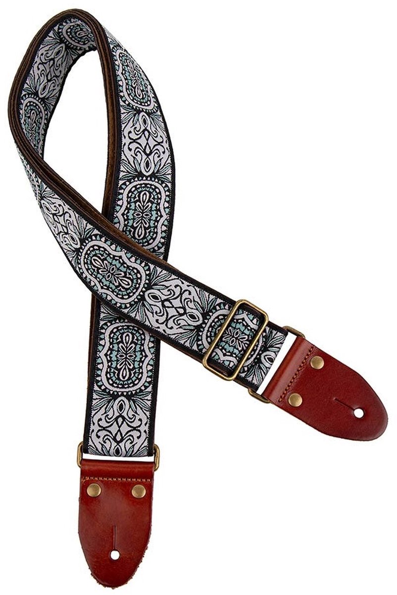 Gaucho GST-1281-3 Classic Jacquard Serie gitaarriem wit/blauw