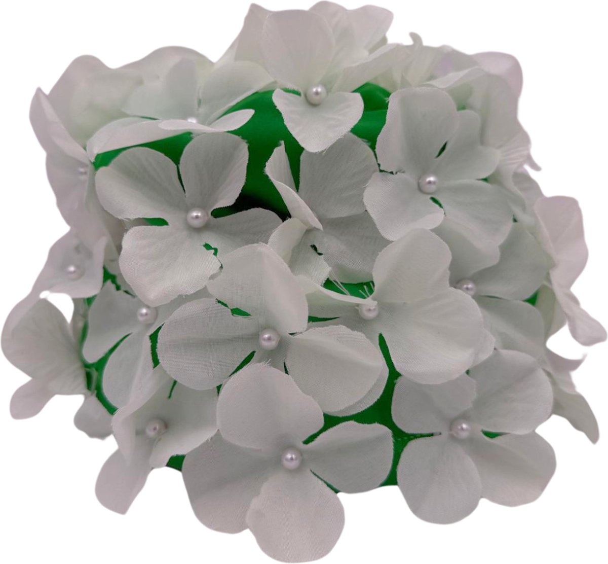 Winkrs | Groene Badmuts met Witte Bloemen en Parels | Douche accessoire, haarbedekking, douchecap, zwemmen — afbeelding 2