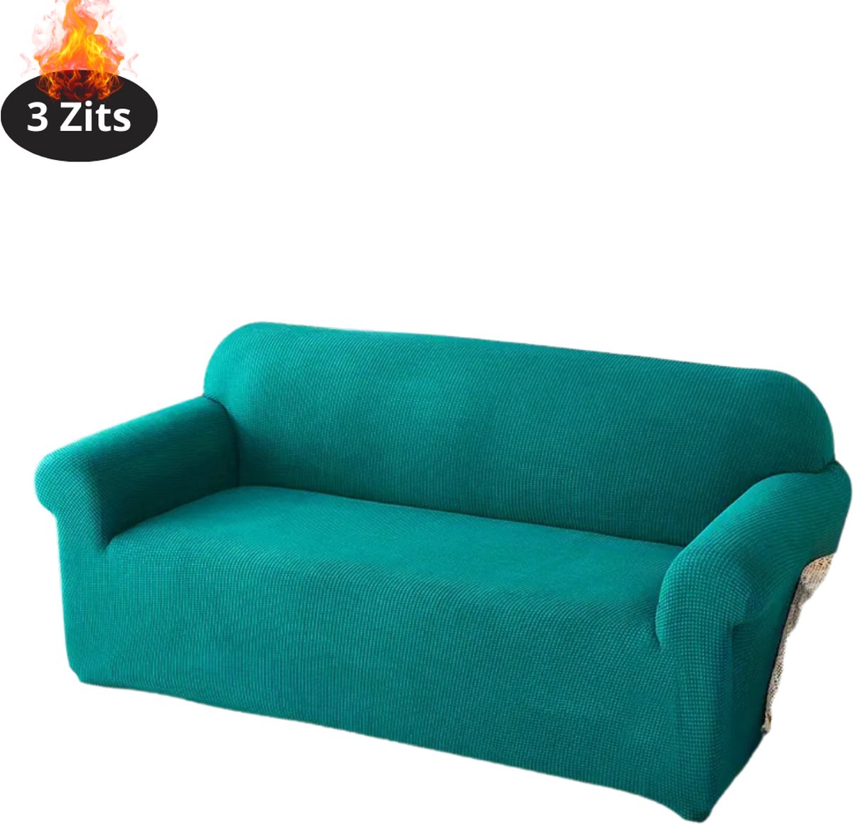 Nivard Bankhoes - Bankbeschermer - Stretch - Sofa Cover - Effen - Turqoise - 3 Zits