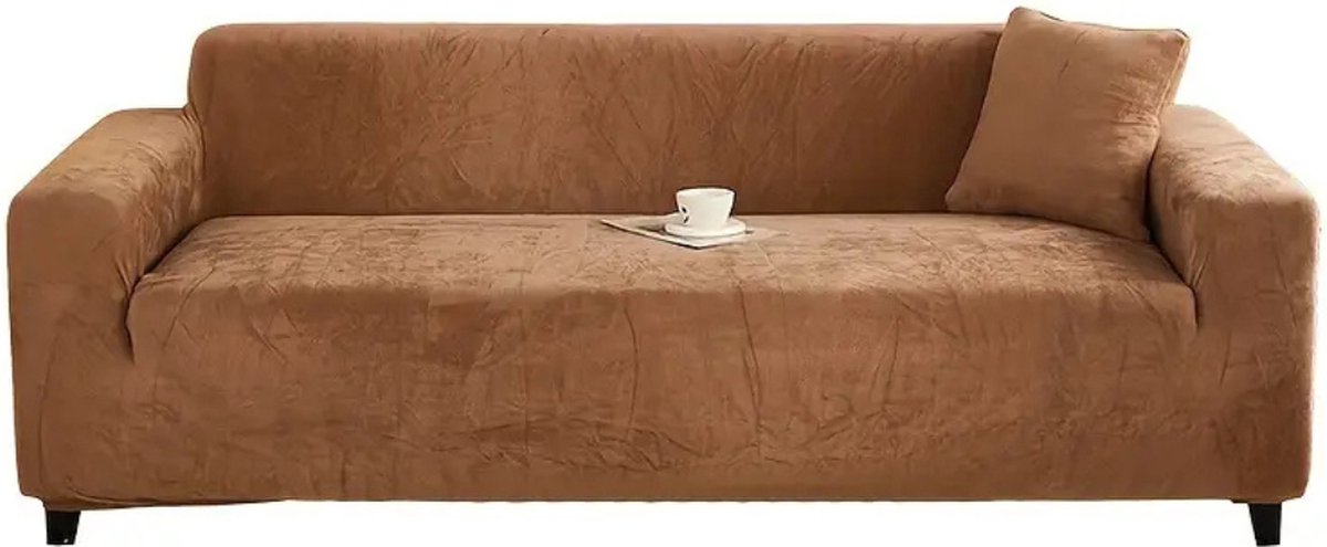 Nivard Bankhoes - Bankbeschermer - Stretch - Sofa Cover - Pluche - Kameel - Enkel