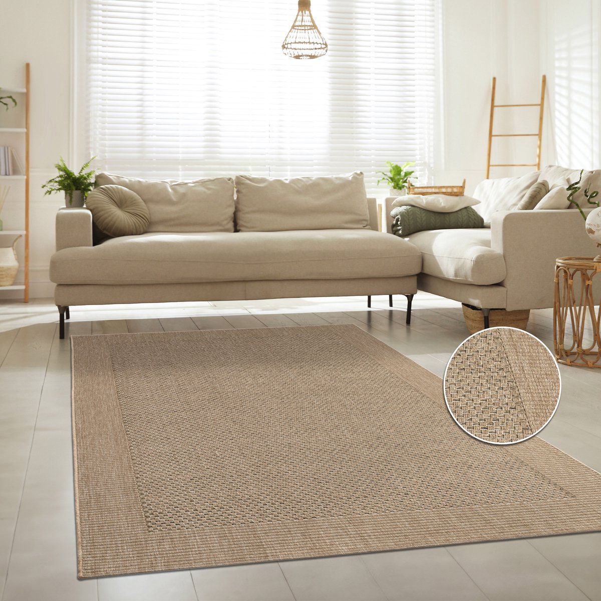 Paco Home Binnen- en buitenvloerkleed, terras en balkon, weerbestendig effen met structuur 200x290 cm