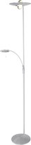 Uplight classique avec bras de lecture avec variateur | 2 lumières | gris / acier / argent | plastique / métal | Ø 28 cm | 185 cm | lampadaire / lampadaire | design contemporain