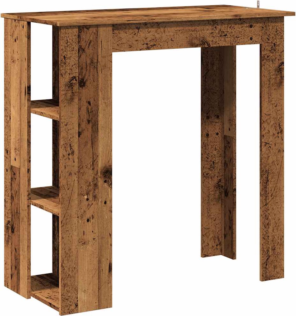 vidaXL Bartafel - met - schap - 102x50x103,5 - cm - bewerkt - hout - oud - houtkleurig oud hout