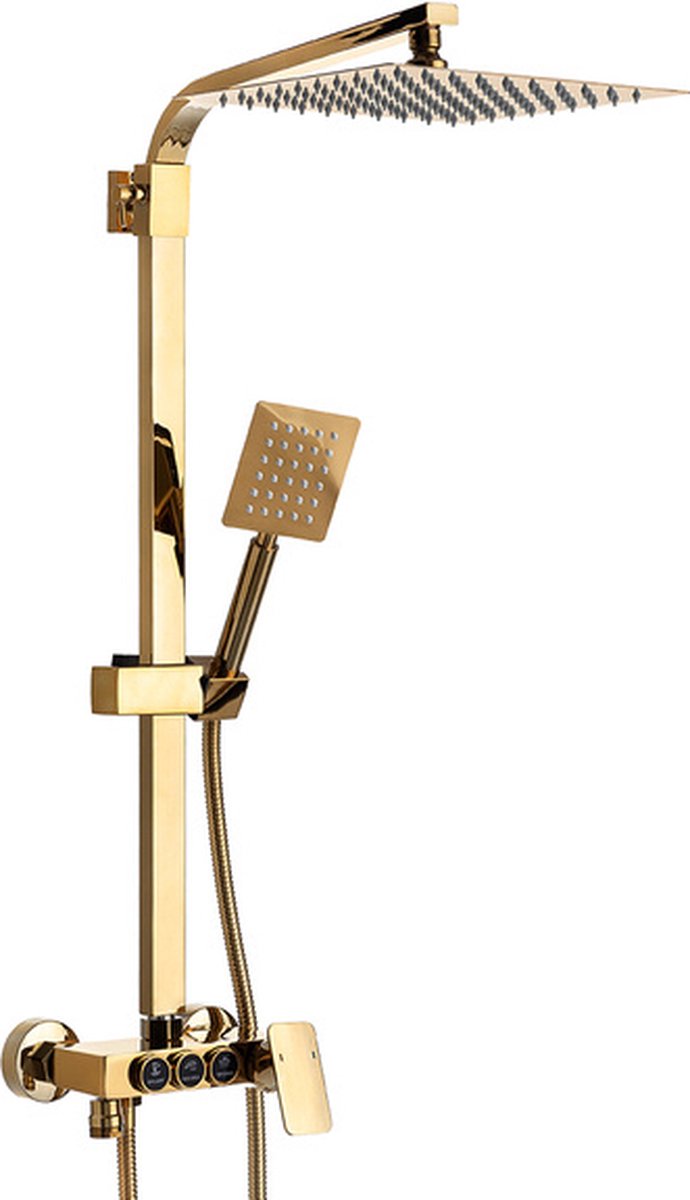 SILLA Regendouche Set - ééngreeps Doucheset - Uittrekbare Doucheset met Handdouche + Regendouchekop - Goud