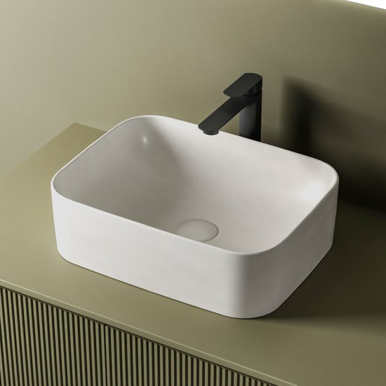 EMKE Vasque à poser - Céramique - Wit Mat - 50,5x38x15 cm - Lavabo de Salle de Bain