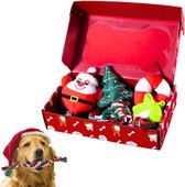 Kerst Gift Box voor Honden - Hondenspeeltjes Set - Complete Huisdier Cadeauset - Met Trekspeeltjes, Knuffels en Kauwspeeltjes - Puppy Speeltjes