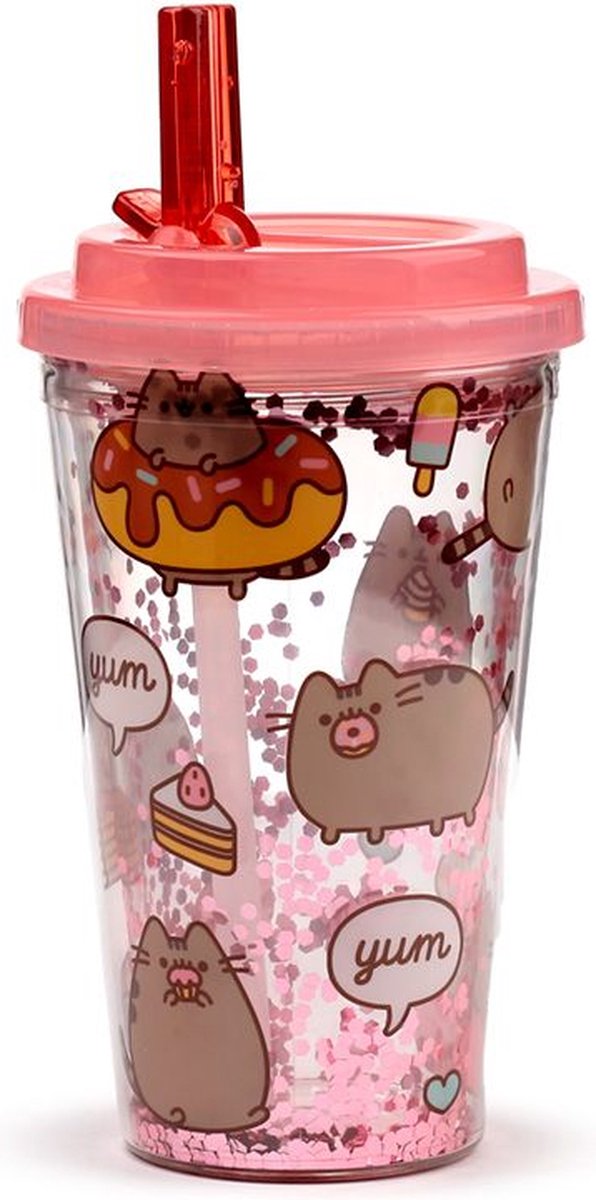 Puckator Beker - pusheen foodie - cake&icecream - breukbestendig/dubbelwandig - poptop cover - ecozen - 500ml