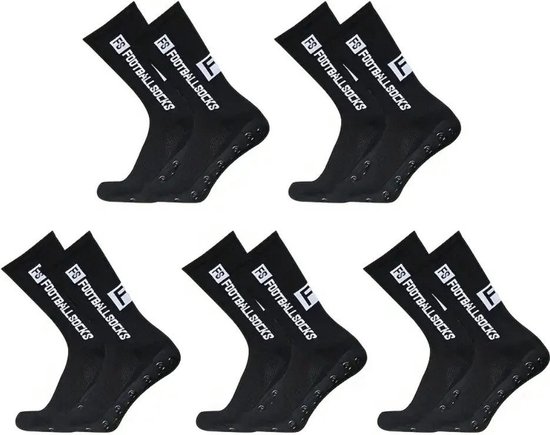 Kraftverdia™ - Chaussettes Grip football - Chaussettes de sport - Chaussettes de Basketbal - Chaussettes antidérapantes - pour Hommes, Femmes, Voetbal, Basketbal, Course à pied - Taille 39-46 Chaussettes de tennis - Zwart- 5 paires - Fitness