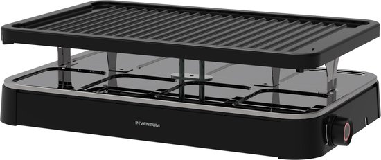 Inventum GR803B - Gourmetset - Raclette - 8 persoons - Grillplaat - 8 pannetjes - PFAS vrij - Regelbare thermostaat - 1200 watt - Zwart — afbeelding 2