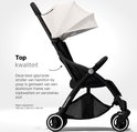 Zwarte Hamilton by Yoop buggy met beige kap, aluminium frame, 105x48x64cm.