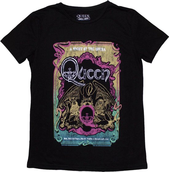 Queen - A Night At The Opera Tour '76 Dames T-shirt - S - Zwart