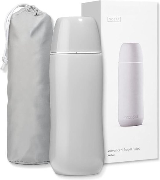 Foto: Gospa geavanceerd draagbaar bidet voor reizen pop up mondstuksysteem hoogwaardig compact bidet met discrete reistas voor handige opslag 400 ml grijs