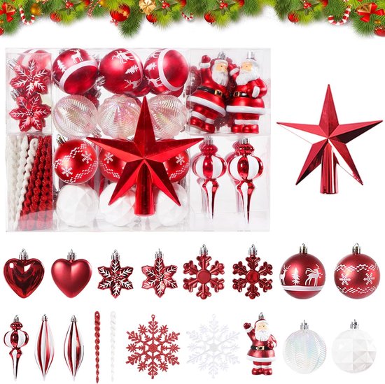 30 mm/12 stuks kerstballen onbreekbaar bordeauxrood