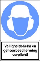 Sticker Veiligheids helm en gehoorbescherming verplicht!