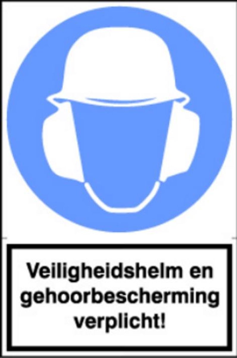 Artelli Sticker Veiligheids helm en gehoorbescherming verplicht! (Prijs per stuk)