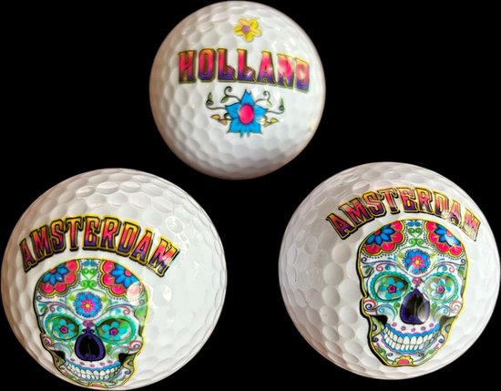 Golfpresentjes – UNIEKE Amsterdam Golfballen - Amsterdam-Holland -Doodshoofd - golfballen- Amsterdam- Golfcadeau - Golfprijs - Golfwinnaar - Golfbal - Golfprijs - Originele golfballen – golftoernooi - Cadeau golfer – golfgadget - Souvenir — afbeelding 5