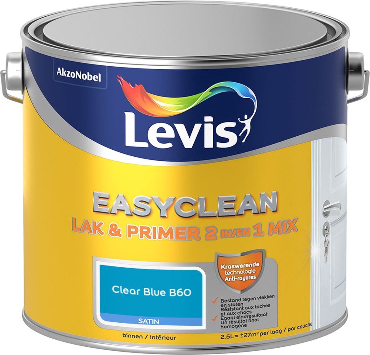 Levis - Easyclean Lak & Primer 2-In-1 Mix - Clear Blue B60 - Mengverf - 2,5 L