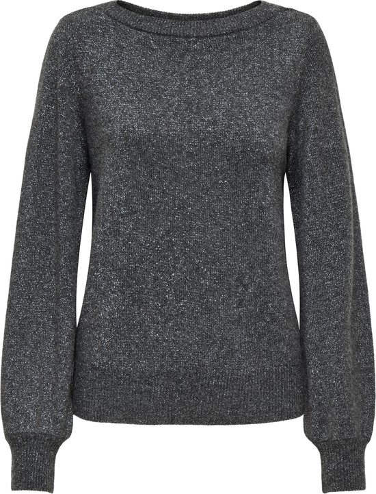 Jacqueline de Yong Trui Jdyrue Glitter L/s Boat Pullove Knt 15330648 Dark Grey/melange Dames Maat - M