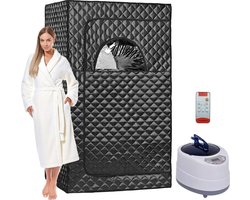 Draagbare Stoomsauna - Stoomkamer - Sauna Tent - Full Body - Ontspanning - 2 L Stoomgenerator - Zwart - 100 x 78 x 172 cm. Draagbare Stoomsauna - Stoomkamer - Sauna Tent - Full Body - Ontspanning - 2 L Stoomgenerator - Zwart - 100 x 78 x 172 cm.