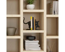 Nevolis Cat Bookshelf Holder - Cat Bookends Shelves - 1 Pair Unique Bookends to Hold Books - Creative Black Metal - Cute Cat Shape - Heavy Duty - Book Stopper .