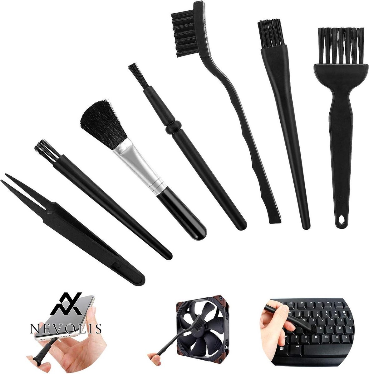 Nevolis Anti-Static ESD Brush 7 Pcs Nylon Computer Cleaning Kit Electronics Keyboard - Cleaning Brush for Keyboard Laptop PCB Motherboards .
