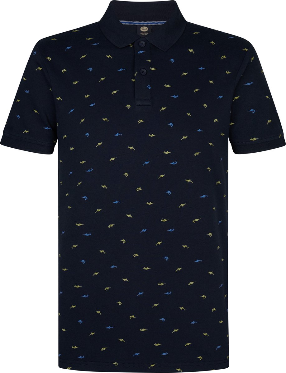 Petrol Industries - Heren All-over Print Polo Palmview - Blauw - Maat M
