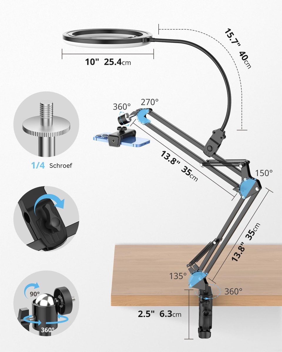 DailySupplies® Ringlamp met Statief - Ring Light - Verstelbaar - Led Verlichting