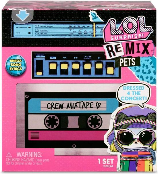 L.O.L. Surprise! Remix Pets doos met pop, cassette en radio-elementen.