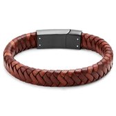 Bruine Gevlochten Leren Armband