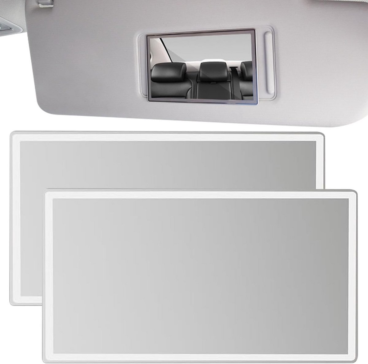 Set van 2 Zelfklevende Make-up Spiegels voor Auto Zonneklep HD RVS
