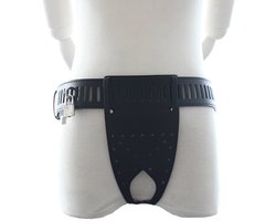 Fixxx - Kuisheidsgordel Heren - Opening Achterzijde - PU Leer - One Size - Zwart