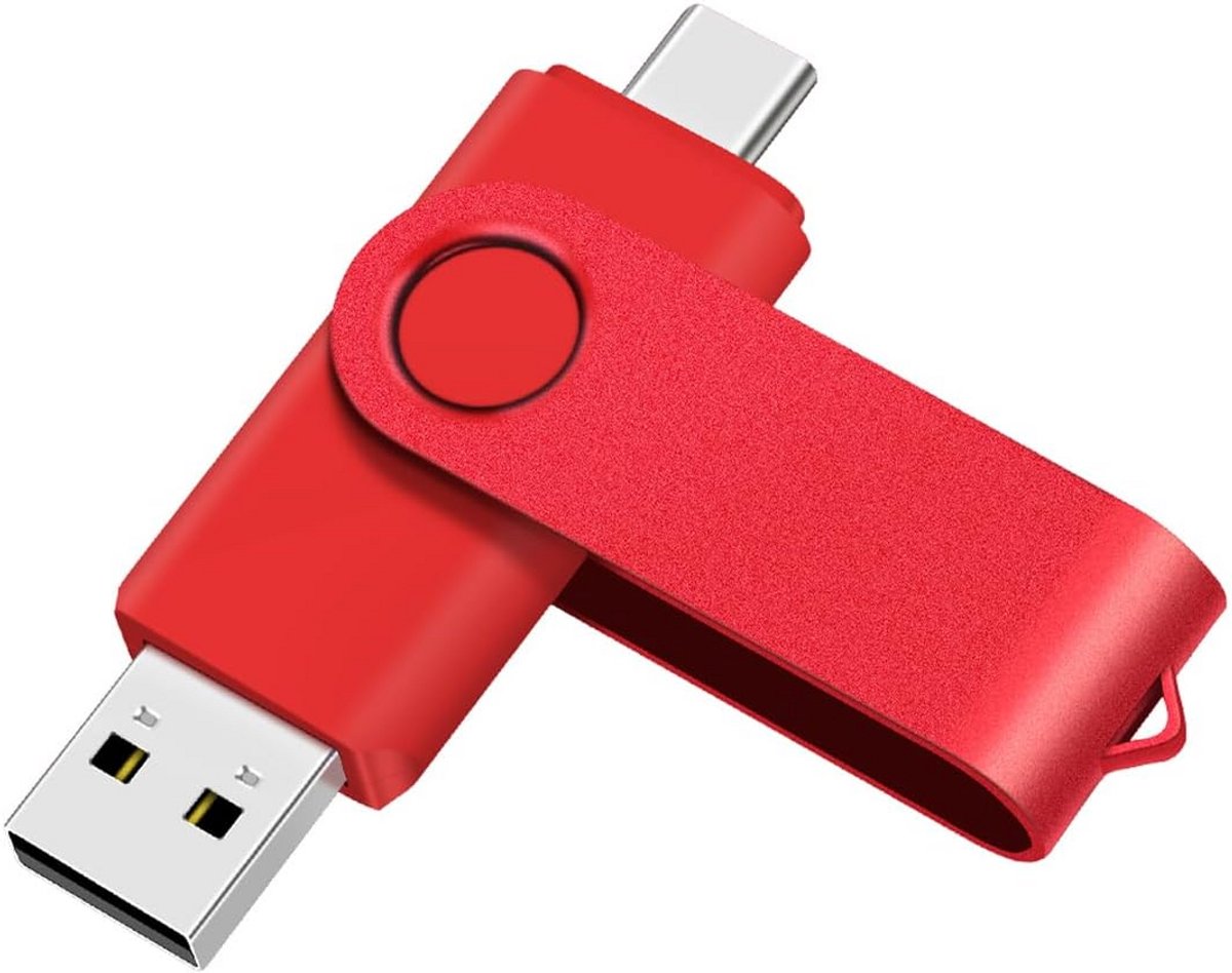 USB C Stick 64GB OTG Type C en USB 3.0 Geheugenstick Metalen Rood