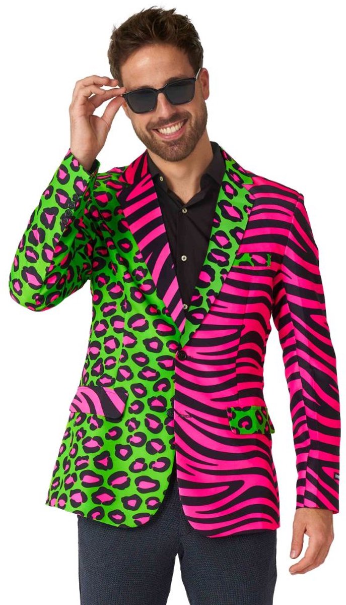 Suitmeister Party Neon Blazer - Heren Blazer - Mannen Colbert - Multicolor - Carnaval - Maat L