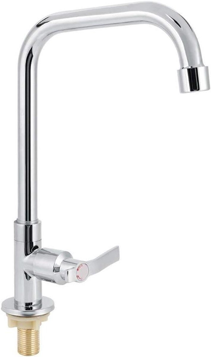 Allecto- Moderne Enkele Handvat Keuken Waterkraan - Accessoire - Enkele Koude Tap - Verticale - Spoelbak Mixer - G1/2in Schroefdraad - Geschikt voor Home - Zilverkleurig