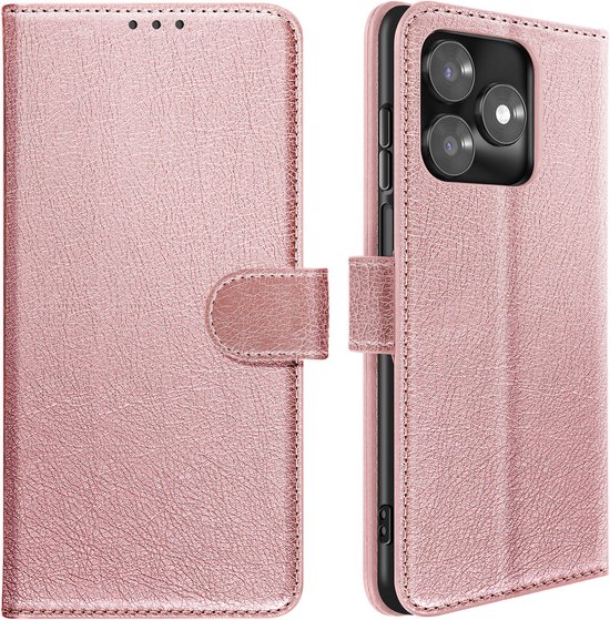 Avizar Portemonneehoes Geschikt voor Honor X5c Plus 4G Chesterfield-serie met videostandaard, Roze