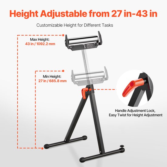 VEVOR 2x rolstandaard rolstandaard verstelbaar 68-109cm werkstandaard opvouwbaar 113kg — afbeelding 2