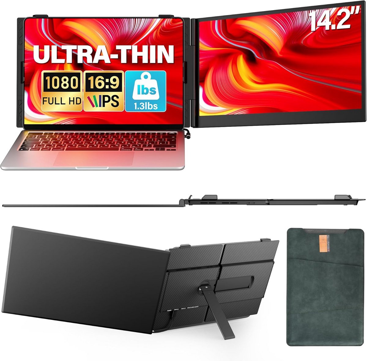 Draagbare Laptop Dual Screen Extender 14.2 Inch 1080P FHD Lichtgewicht