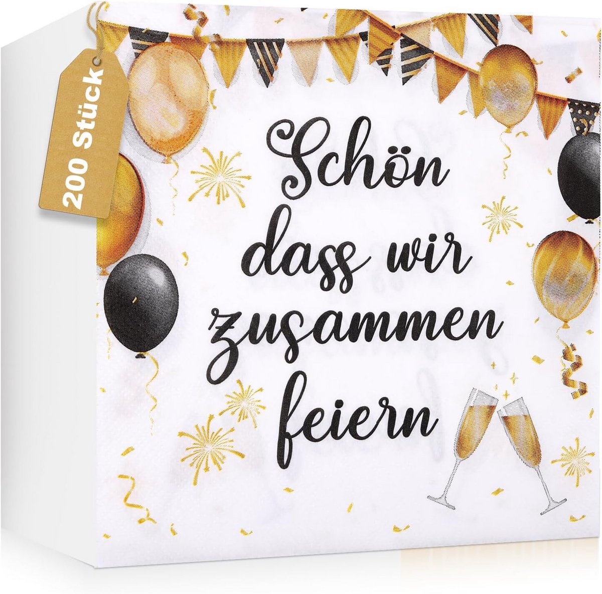 200 Stuks Servetten 2-laags Feestdecoratie 33x33 cm met Spreuk