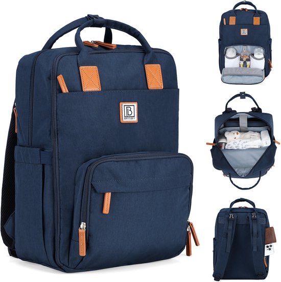 Brisby slijtvaste Luiertas - verzorgingstas - met buggymontage - Donkerblauw