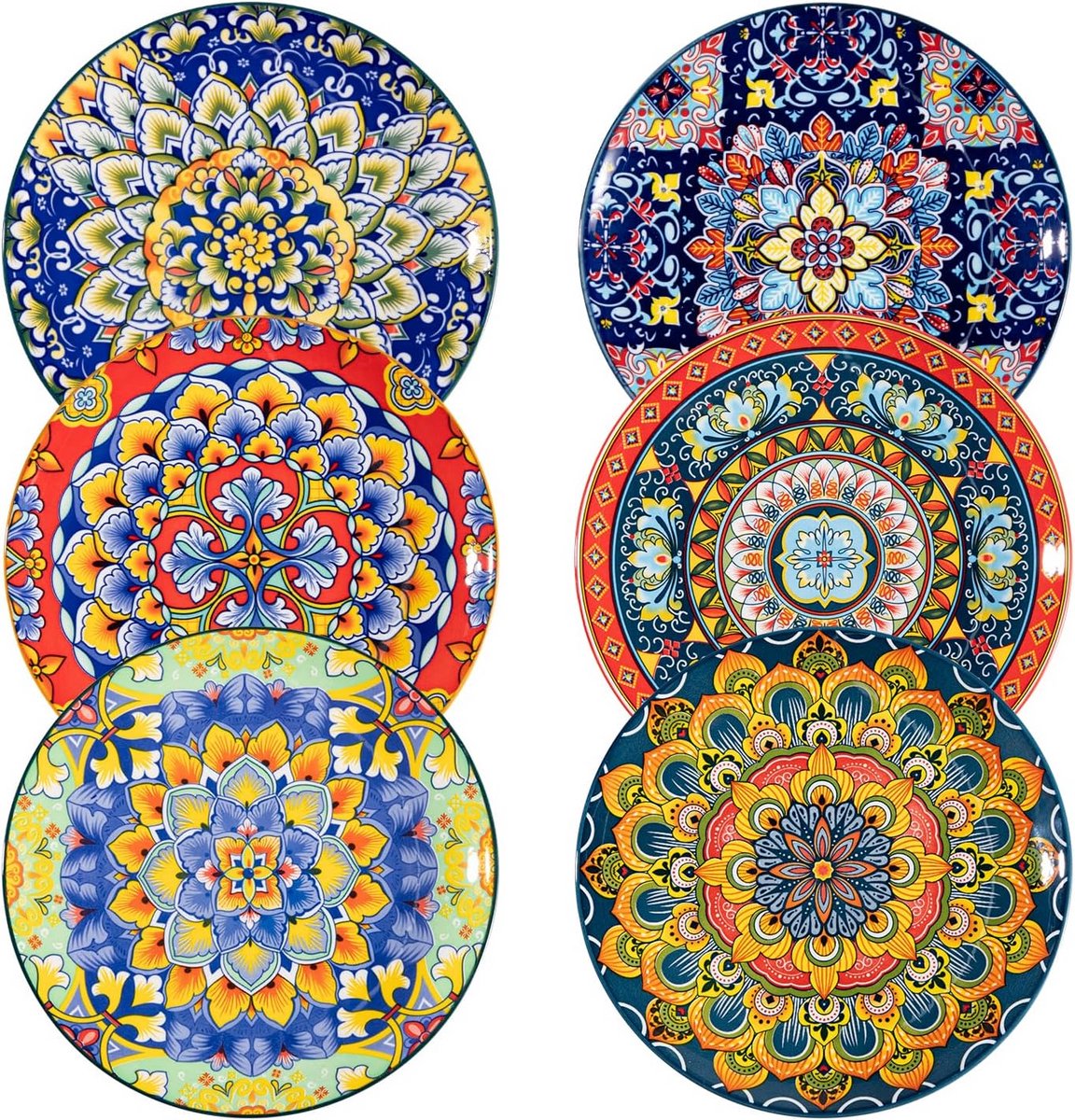 Set van 6 of 8 Dinerborden Keramiek Boheemstijl Stapelbaar