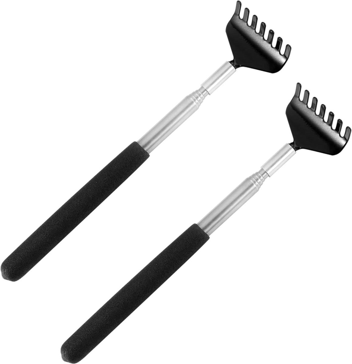 Set van 2 telescopische rugkrabbers van roestvrij staal - Draagbare rugkrabber van 20 cm tot 68 cm - Comfortabele rugkrassen